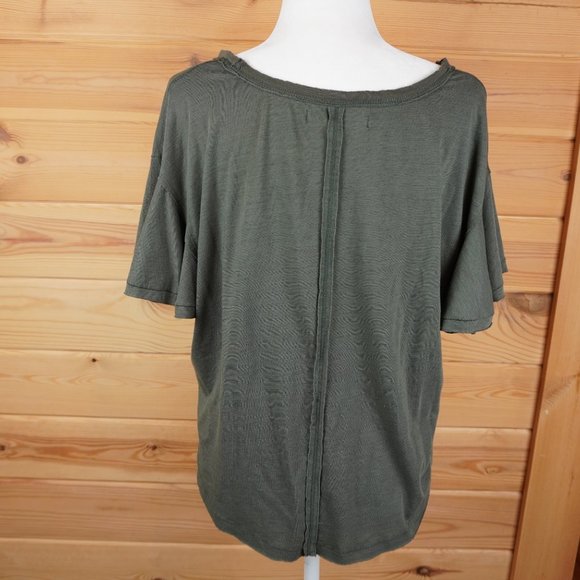 We The Free Green Oversized Cropped T-Shirt Top Size Small - Picture 4 of 7